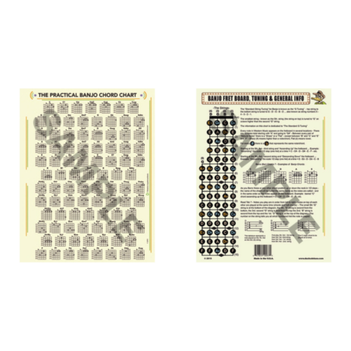 The 8 1/2” x 11” Notebook Size Practical Banjo Chord and Fretboard Chart