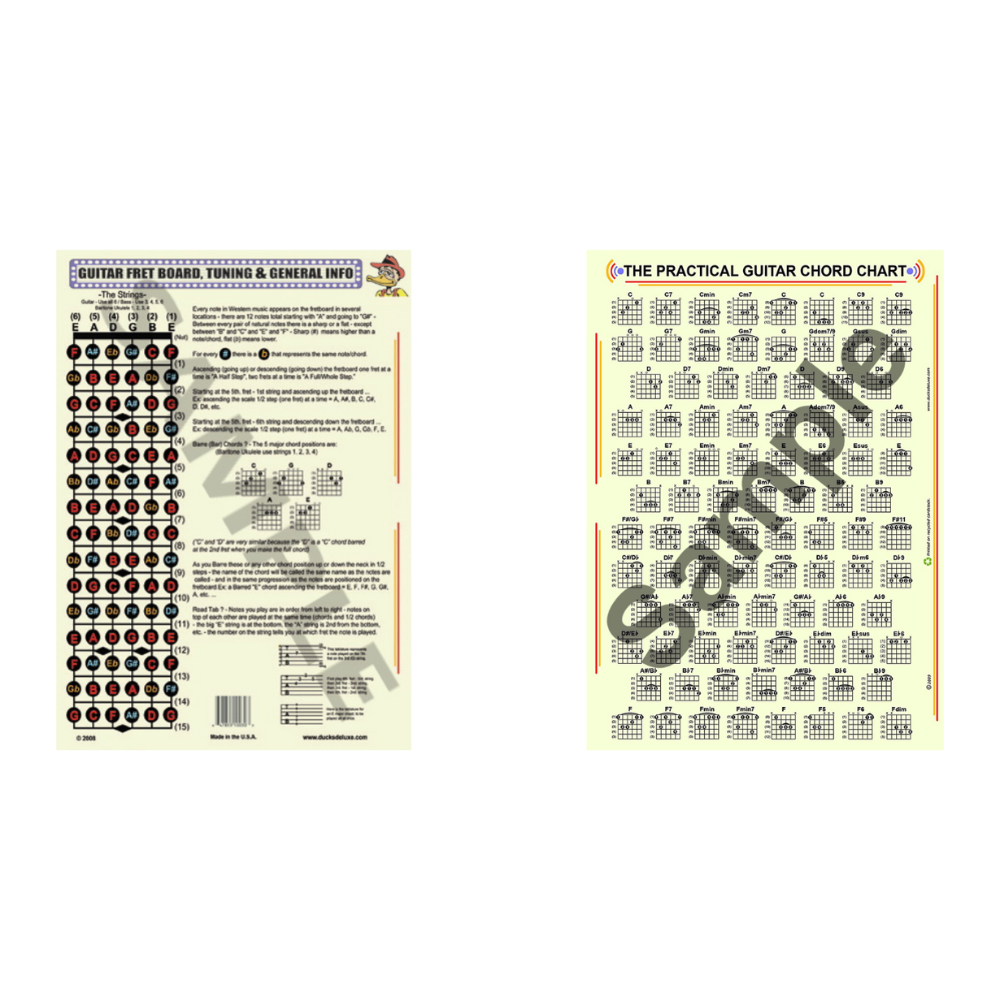 The 8 1/2” x 11” Notebook Size Practical Guitar Chord and Fretboard Chart